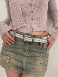 GETADME N Retro Y2K White Belt Women 2025 New Jeans With Korean Version Of The Waist Belt Design