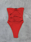 GETADME 2026 New Sexy Women One Piece Swimsuit Female Swimwear Suits Bandeau Solid Black Hollow Out Beachwear Bathing Suit Monokini