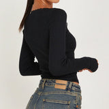GETADME Women Y2k Crop Tops Autumn Spring Long Sleeve Square Neck Ribbed Slim Fitted T-Shirt Aesthetic Fairy Tees Tops Retro Streetwear