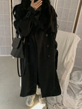 Getadme-Autumn Long Coats Woman Winter Tops Solid Lapel Double-breasted Oversized Windbreaker Jacket Trench Coat for Women Clothes