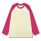 GETADME AOSSVIAO 2025 Women's Autumn Winter Fashion O Neck T-Shirt Female Loose Long Sleeve Tees 100% Cotton Patchwork Casual Tops