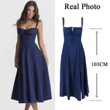 GETADME Suninheart Full Lining Elegant Lace Up Holiday Party Dresses Midi Sexy Spaghetti Strap Split Dress White Summer Dress Women 2025