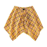 GETADME Unisex Layered A Line Wrap Skirt Hiphop Street Dance Checkered Hip Scarf Tie Up Asymmetrical Overskirt Shirt Extender