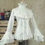 GETADME 2025 Japanese Lolita Blouse White - Cute Puff Sleeve Shirt with Lace Cuffs for JSK Dress Sweet Vintage Style Underblouse
