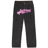GETADME Y2k Men Retro Harajuku Clothing 2026 New Baggy Casual Wide Leg Jeans Hip Hop Print Jeans Trend Fashion Black High waist Jean