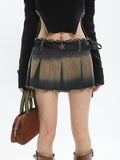 Sexy Y2k Skirt Women Denim Distressed Irregular Pleated Mini Skirts Korean Fashion Streetwear Hot Girl Vintage Outfits