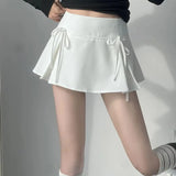 GETADME 여성 리본 패션 Y2K 스커트 플리츠 A라인 솔리드 밀레니엄 A라인 숏 스커트 하라주쿠 한국 여성 시크 프레피 스타일 의류
