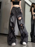Getadme-Niche Design Jeans, High Street Heavy Industry Wide Leg Pants, High-end Floor Length Pants, Trendy Brand Women's Jeans