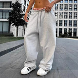 GETADME 2025 Casual Women's High Waist Pockets Solid Color Loose Fashion Sweaterpants Autumn Spring Drawstring Trousers Clubwear