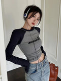 Getadme-Y2k Streetwear Slim Fit T Shirts Women Vintage Korean Fashion Casual Top Female Letter American Retro Long Sleeve Tees