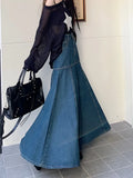 Getadme Long High Waist Versatile Fishtail Denim Skirt Woman