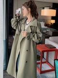 Trench-coat décontracté pour femme, couleur unie, col croisé, coupe ample, long, coupe-vent, collection printemps 2024, référence 2R6015