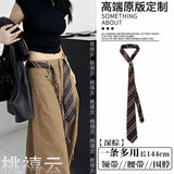 GETADME Long Skinny Plaid Waist Belt With Jeans Necktie Scarf Decorative Accessory Personality Trendy Hairband Fashionable Accessory