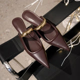 GETADME Pointed Toe Women's Slippers 2025 Summer Fashion Shallow Mouth Women's Mules Comfortable Wear Outside Ladies One Word Drag