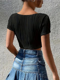 GETADME Short Sleeve Solid Color Summer Women Casual T Shirts Summer Hot Sexy Basic Fashion Crop Tops Fashion Streetwear Tees Club