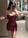 GETADME Sexy V-neck Bra Slim Fit Wrap Hip V Neck Short Dress Elegant Women Trendy Clothes Off Shoulder Party Fashionable Dresses 77O7