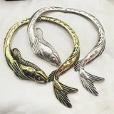 GETADME 레트로 기하학적 금붕어 코이 목걸이 토크 초커 여성용 유럽 미국 스타일 개성 커프 목걸이 주얼리