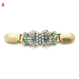 GETADME Women Carved Flower Cardigan Sweater Blouse Shawl Clips Shirt Collar Shawl Brooch Retro Duck Clip Clasps Charm Accessories Gift
