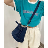 Vintage Denim Large Capacity Women's Shoulder Bag Fashion Solid Color Ladies Messenger Bags Simple Square Female Tote Handbag