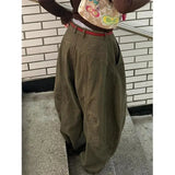 GETADME Y2K Women Streetwear Vintage Cargo Harajuku Parachute Jeans Wide Leg Gyaru American Retro Denim Pants 2000s Trousers Clothes