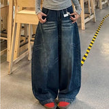 GETADME Casual Womens Y2K Loose Baggy Jeans Blue Washed High Street Vintage Cargo Pants Wide Leg Oversized Trousers y2k pants