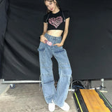 Getadme Early Autumn New Ladies European and American Style Retro Pocket Loose Overalls Jeans