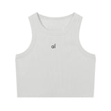 GETADME 2025 Summer AL Luxury Brand Logo Women's Yoga Vest High Quality Silicone Print Daily Travel Exercise Fashion Comfort Breathable