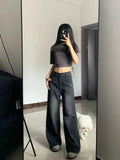 GETADME Slimming High-waisted Jeans For Women Pear-shaped Loose-fit Straight-leg Bell Bottoms Plus-size Female Denim Trousers
