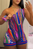 GETADME Striped Paisley Print Women's Set One Shoulder Tank Top and Shorts 2025 Summer Fashion Two 2 Piece Set Outfits Tracksuit