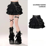 GETADME Women's Blue Black Riveted Belt Denim Skirt Y2K Harajuku High Street Fashion 90s Sexy A-line Mini Skirt Summer Clothing 2025 New