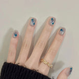 GETADME 24개 탈착식 숏 프레스 온 네일 Y2K 라인스톤 거짓 네일 (글루 포함) 발레 스위트 쿨 걸스 인조 거짓 네일 팁