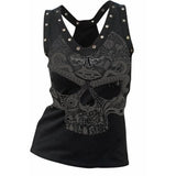 Women Skull Tank Top Summer Streetwear Tanks Slim Rivet O-Neck Sleeveless New Fashion Sexy Tops for Woman Lugentolo