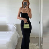 GETADME Satin Slip Sleeveless Backless Maxi Dress Women Y2K Summer Bodycon Elegant Sexy Outfits Ladies Birthday Party Club Sundress