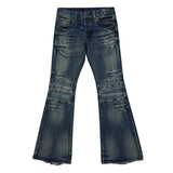 GETADME Y2K Vintage Flared Jeans Mid Blue Washed Men Women Bootcut Jeans American Hip Hop Distressed Streetwear Unisex Wide Leg Pants