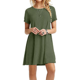 GETADME Women Casual Short Sleeve T Shirt Dress Vintage O Neck Print Loose Mini Dress Elegant Simple Mini Dress Streetwear Sundress