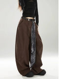 GETADME 2025 Japanese Y2K Style Vintage Brown Patchwork Baggy Women's Jeans Pants Wide Leg Woman Clothing Casual Cotton Long Trousers