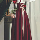 GETADME French Vintage Victorian Skirt Women Elegant Lace-up Designer Long Strap Skirt Korean Fashion Court Retro Casual Party Clothes