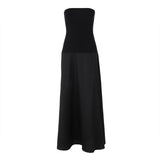 GETADME 2025 Spring/Summer Fashion Sexy Temperament Strapless Dress Slimming Splicing Black Strapless Evening Party Gowns Lady Clubwear