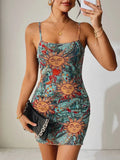 GETADME 섹시 슬링 백리스 미니 드레스 여성 봄 스트리트웨어 패션 프린트 캐주얼 슬림 드레스 클럽 파티 우아한 레이디 드레스 의류