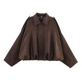 GETADME Women's 2025 new Jackets Autumn Fashion Loose Bat Sleeves Elegant Women's Jackets Chic Street Youth Autumn Long Sleeves Coats