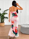 GETADME New Women's Print Maxi Dresses Summer Sexy Backless Sleeveless Sling Dress Streetwear Fashion Lady Casual Slim Dresses Clothing