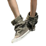 Getadme Women Canvas Sneakers Flats Designer Mid Calf Snow Boots Fashion Shoes Woman 2025 Trend New Winter Punk Chelsea Boots Lady Shoes