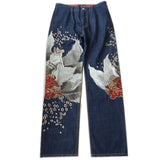 GETADME Harajuku Japanese Retro Selvedge Jeans Man Y2K High-end Brand Natural Indigo Dip Dyeing Harajuku Mopping Pants