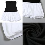 GETADME TARUXY Contrast Color Mini Folds Dress For Women Strapless Sexy Slim Sleeveless Ruched Splice Y2K Beach Female Club Party Dress