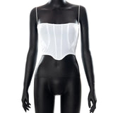 GETADME 민소매 여름 캐주얼 바디콘 블랙 화이트 스트랩 튜브탑 스키니 스포티 피트니스 베이직 올매치 코르셋 하이 스트리트 탑