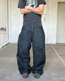 GETADME Japanese Raw Denim Loose Fit Jeans Classic Unwashed Cotton Workwear Baggy Trousers for Men