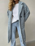 Getadme Fashion Lambswool Long Coat Women Lapel Long Sleeve Pockets Buttons Female Overcoat Autumn Winter Thickening Warm Lady Outwear