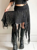Jupes midi gothiques en dentelle noire unie Getadme, ourlet asymétrique, style chic et bohème pour les vacances