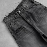 GETADME Deeptown Washed Ripped Short Jeans Women and Man Hole Embroidery Wide Leg American Retro Jorts Baggy Casual Streetwear Summer