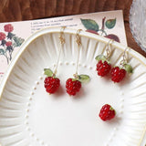 Getadme Raspberry Earrings Cute Fruit Aesthetic Handmade
